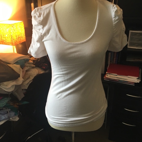 INC White Puffy Sleeve T-shirt - M - Picture 1 of 3